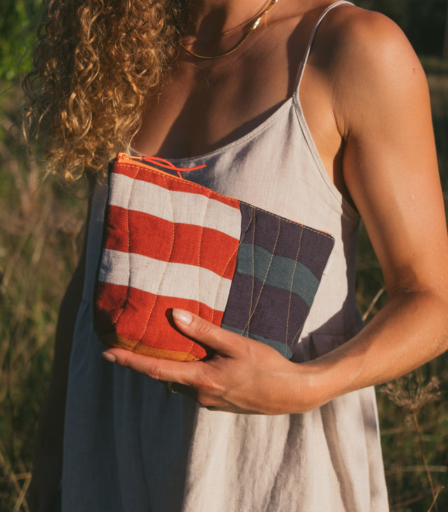 Linen Patchwork Pouch