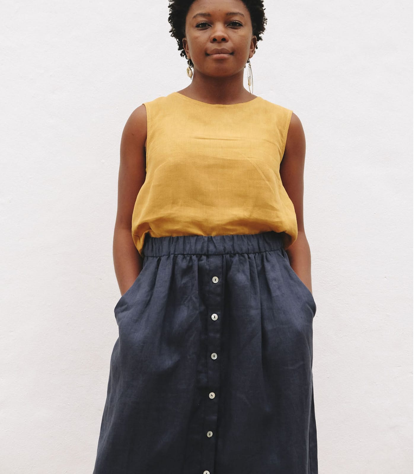 Navy button clearance skirt